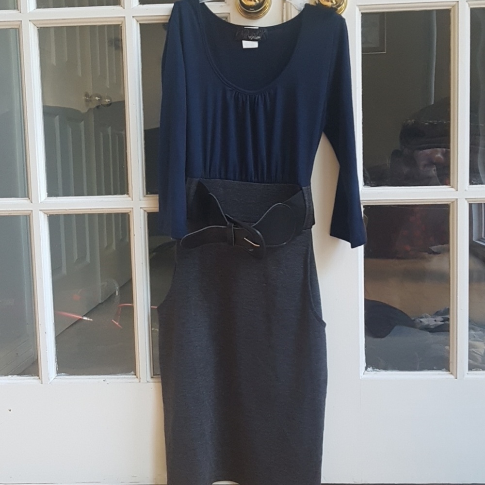 Gorgeous blue and grey work dress